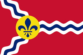 City of St. Louis Flag with three rivers meeting at Fleur de Lis
